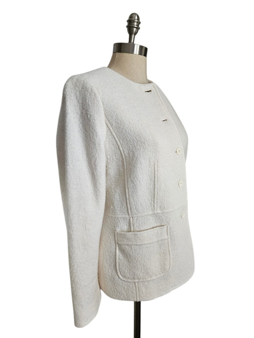 NWOT TALBOTS Feminine Boiled Wool Winter White Jacket | SZ 8P - Picture 4 of 14